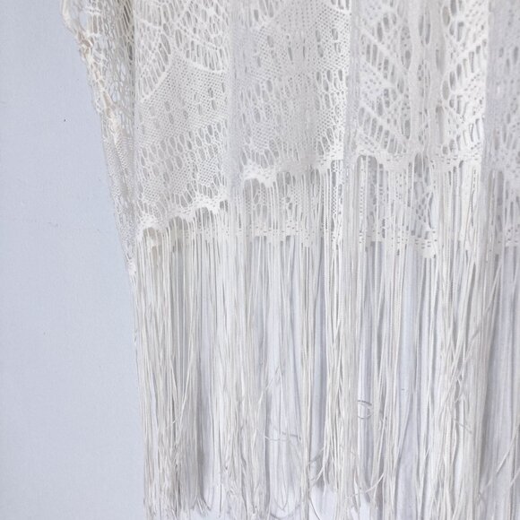 Sheer White Lace Crochet Beachware Coverup Top - Picture 5 of 10